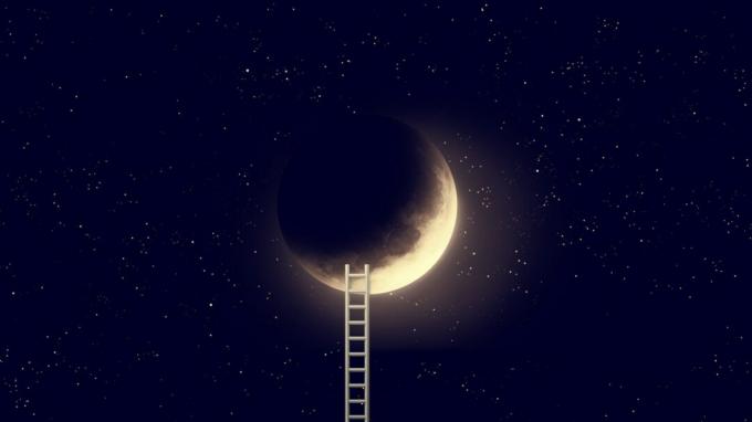 Ноћно небо са месечином и степеницама. Елементи ове слике намјењене од НАСА-е